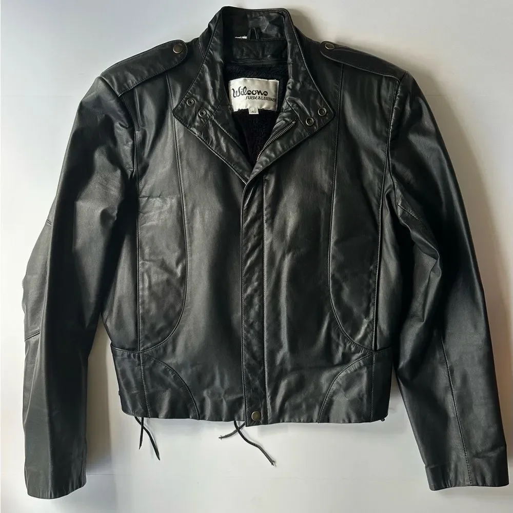 Vintage Wilson’s Leather Cafe Racer Style Motorcycle Jacket in Black Size 40 S/M
